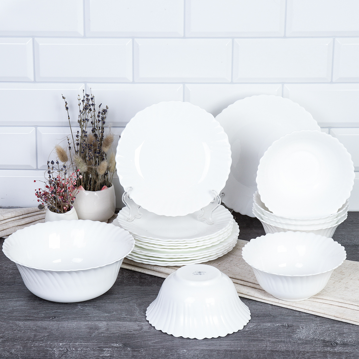 Столовый набор 19 предметов Тюльпан белый 19 LHK680 (WHITE) уп 2