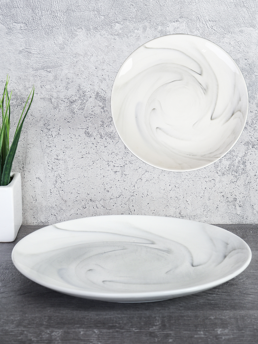 Тарелка круглая 20,5 см Мрамор / W-302 /уп 30/