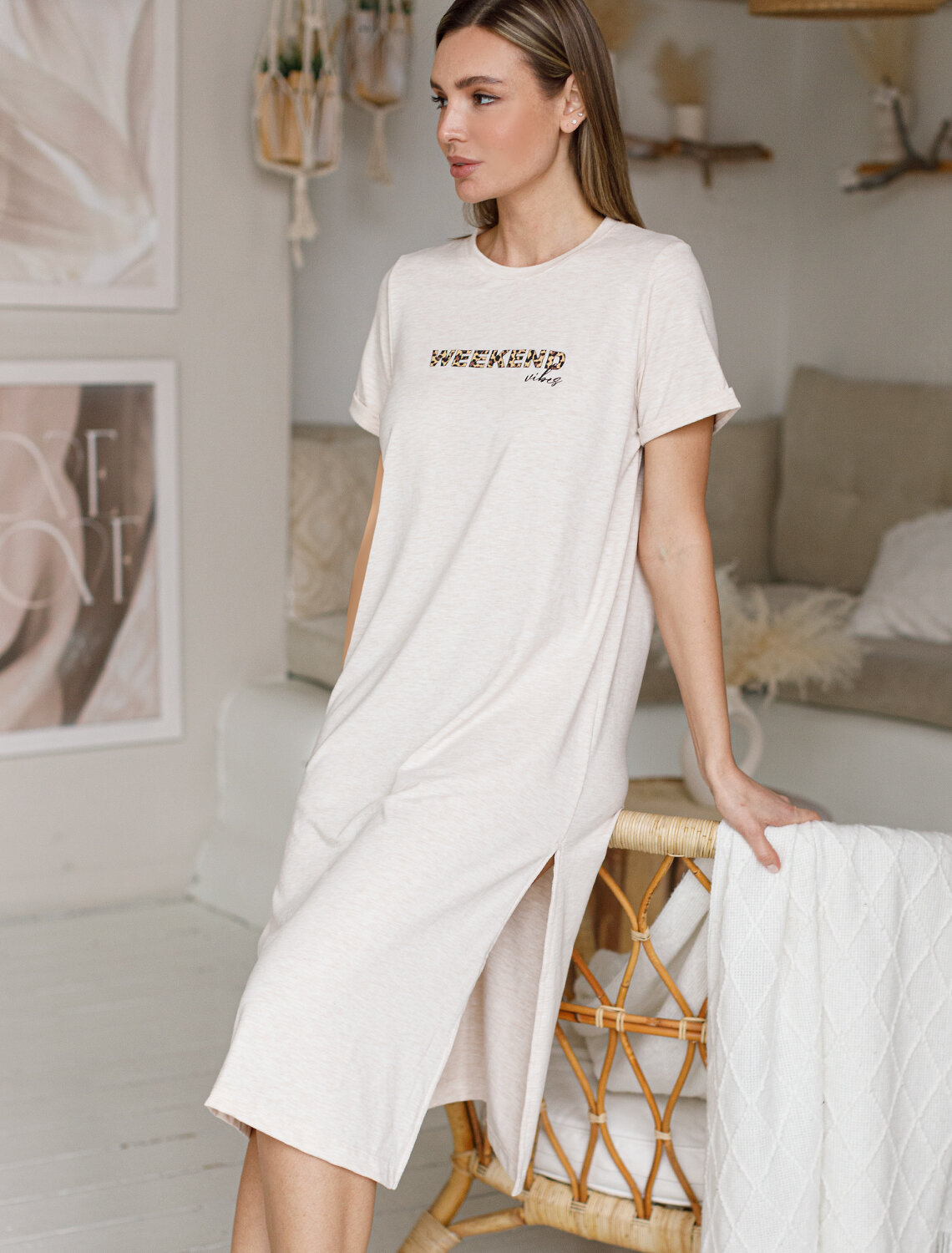 ст. цена1690руб.! VILATTE Платье D42.114бежевый меланж_weekend_vibes