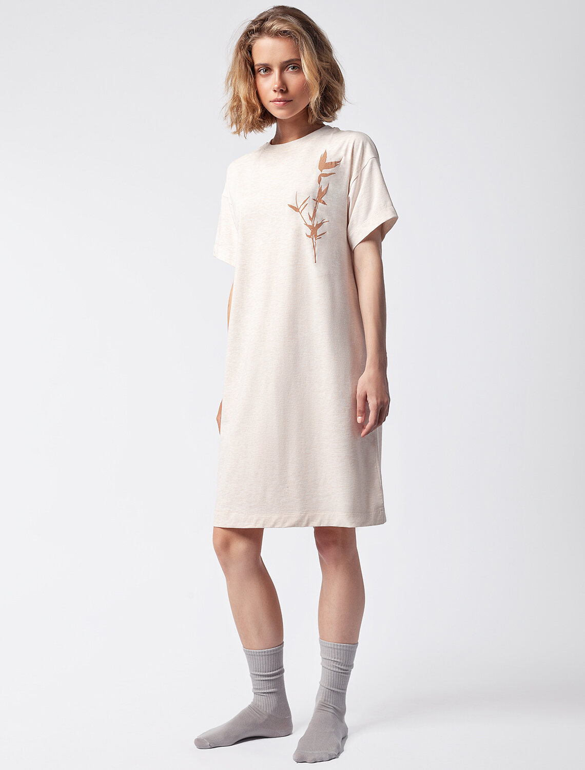 ст. цена1990руб.! VILATTE Платье D42.117бежевый_меланж_ветка