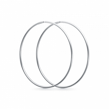 Серьги родированные сеч.круг 1,3 d-40 мм серебро 925*