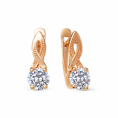 Серьги с фианитом позолоченные серебро 925*