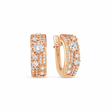 Серьги с фианитом позолоченные серебро 925*