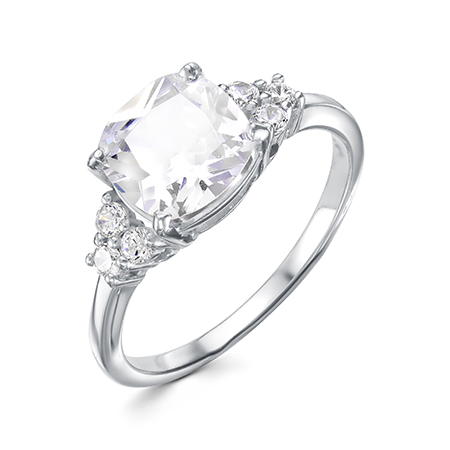 Кольцо с фианитом родированное серебро 925*