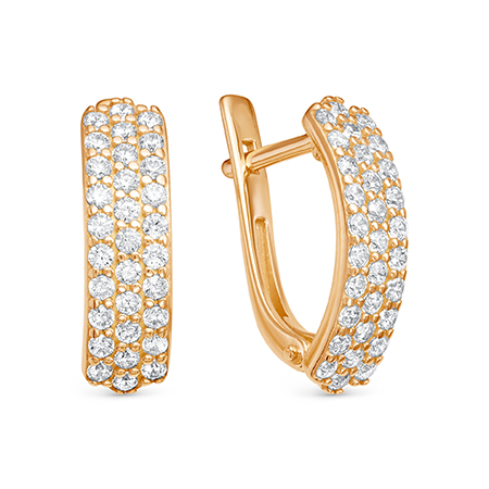 Серьги с фианитом позолоченные серебро 925*