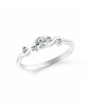 Кольцо с фианитом родированное серебро 925*