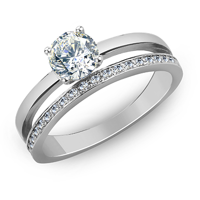 Кольцо с фианитом родированное серебро 925*