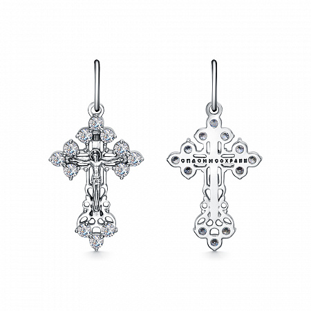 Крест из серебра литье с фианитом частичное чернение