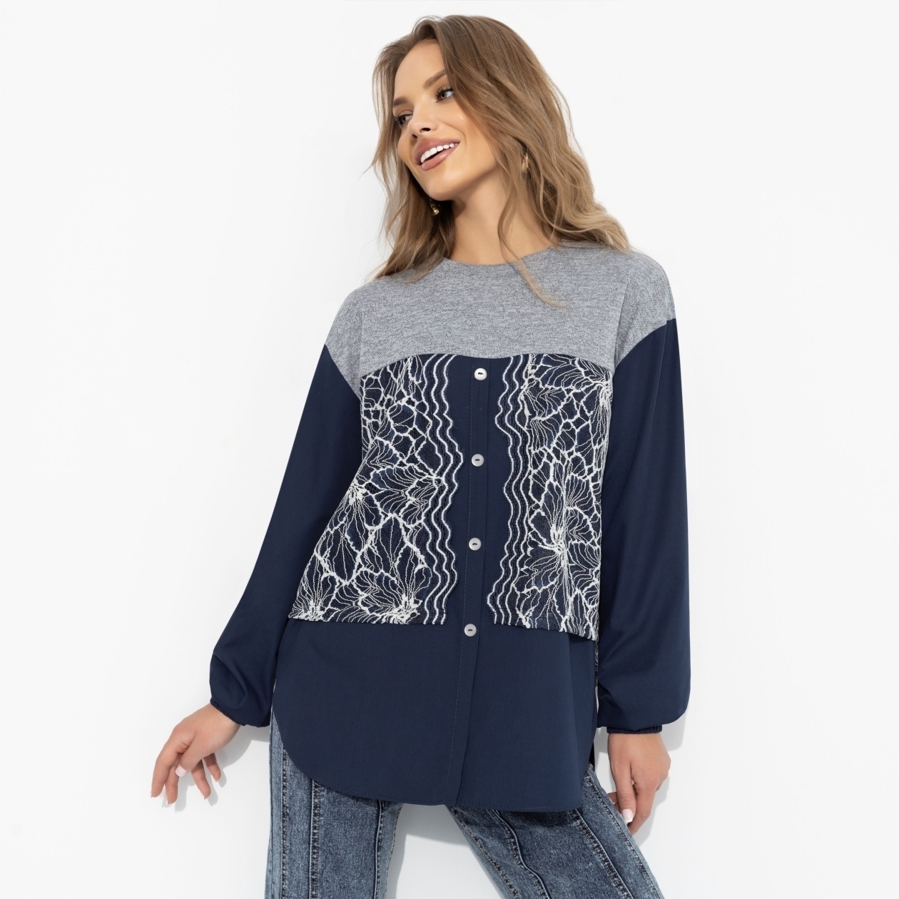 Свитшот комбинированный, Стиль по-взрослому (скай)