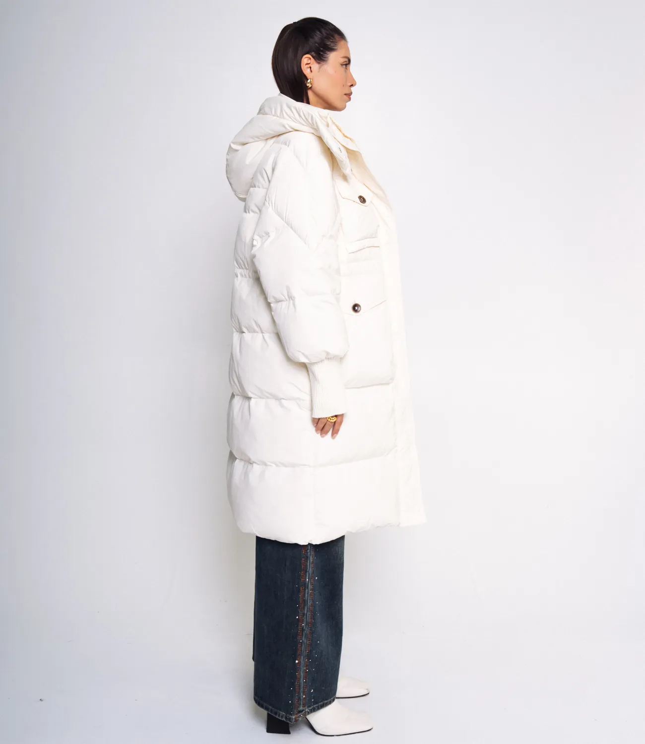 Пальто-пуховик #КТ8110 (2), молочный