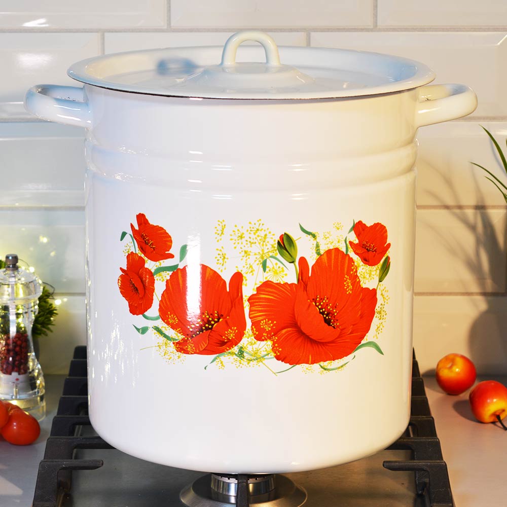 Кастрюля 12л эмалированная с рисунком (120146)