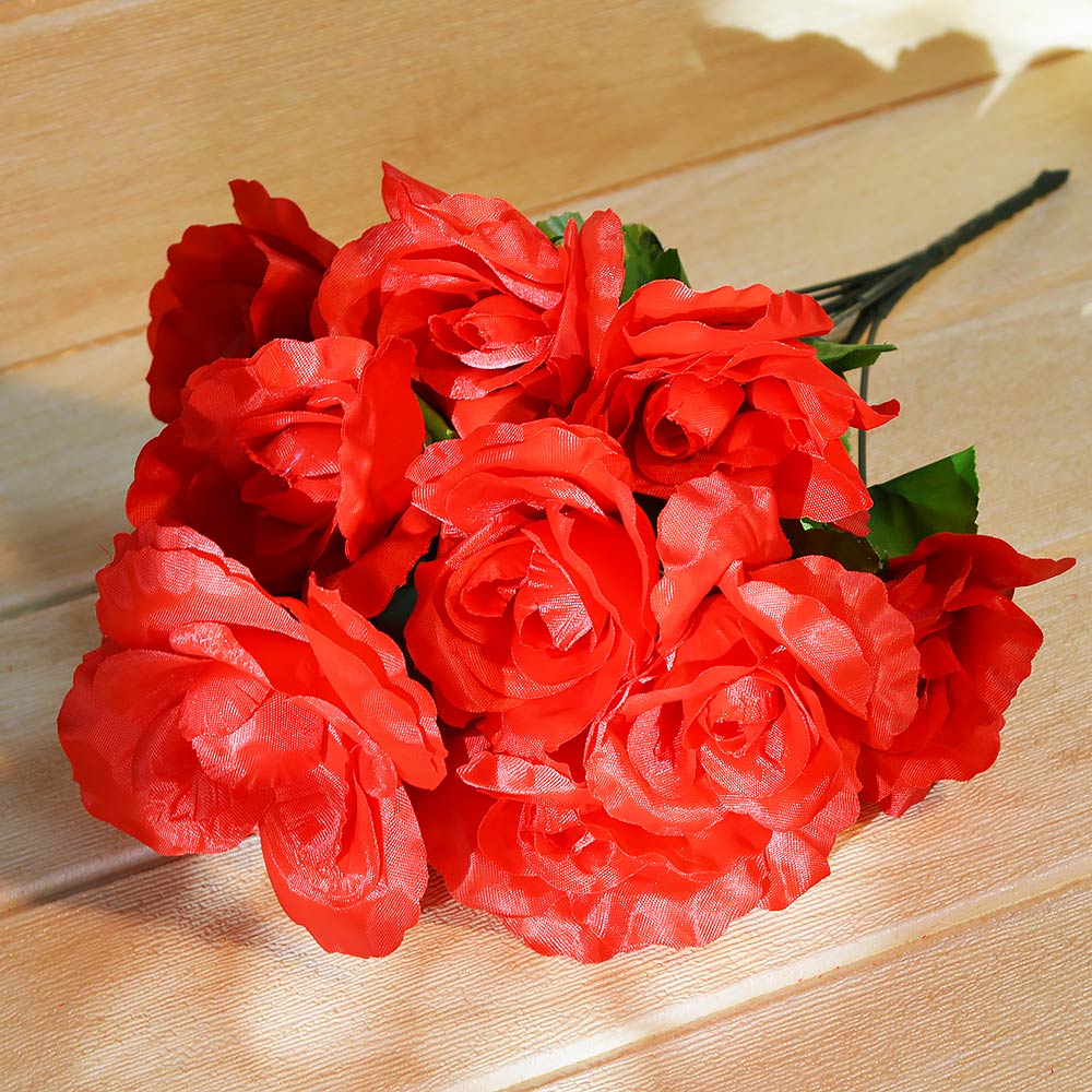 Цветы искусственные Роза букет 12шт 40см