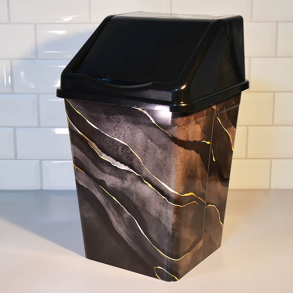 Ведро для мусора 16л с подвижной крышкой квадратное