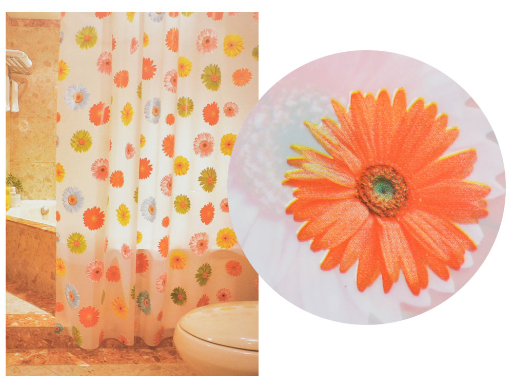 Штора для ванной 180*180см Герберы