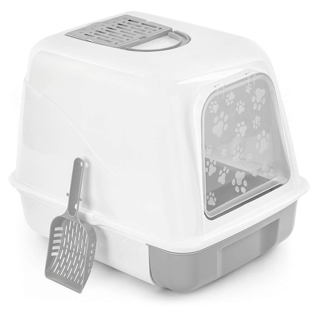 Туалет для кошек закрытый с выдвижным лотком