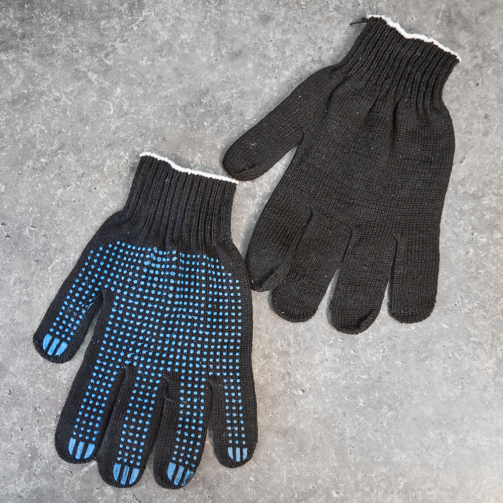 Перчатки х/б 6 нитей 10 класс 150ТЕКС черные с пвх точка