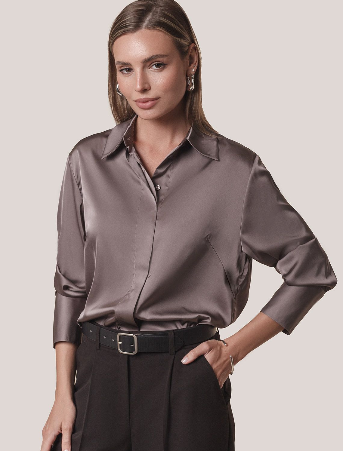 Блузка из сатина с эластаном