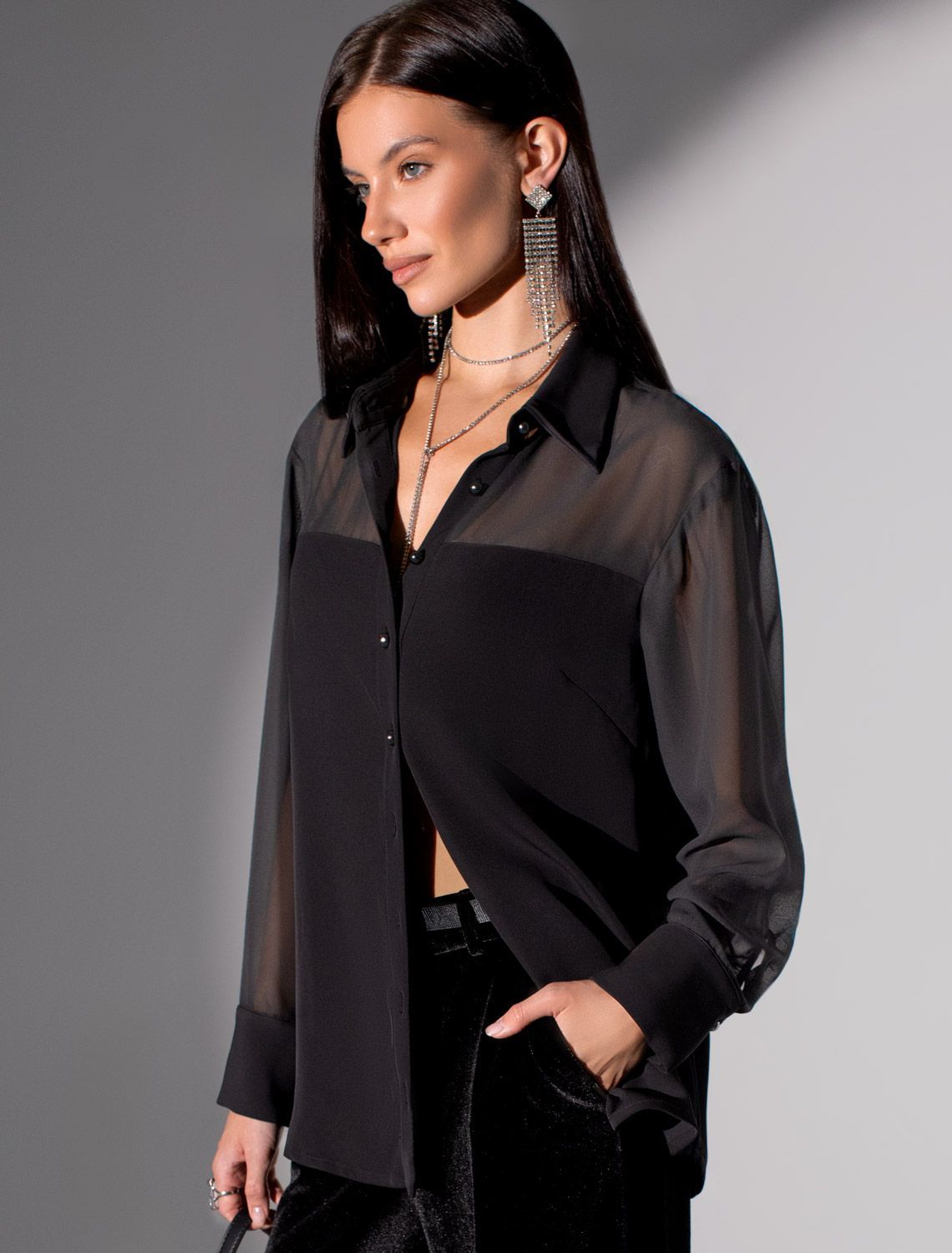 Блузка полупрозрачная из креп шифона