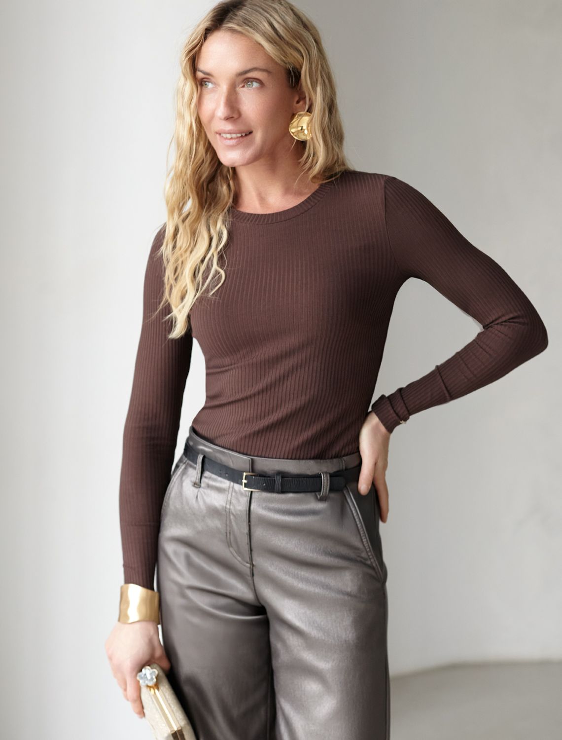 Джемпер из трикотажа в широкий рубчик