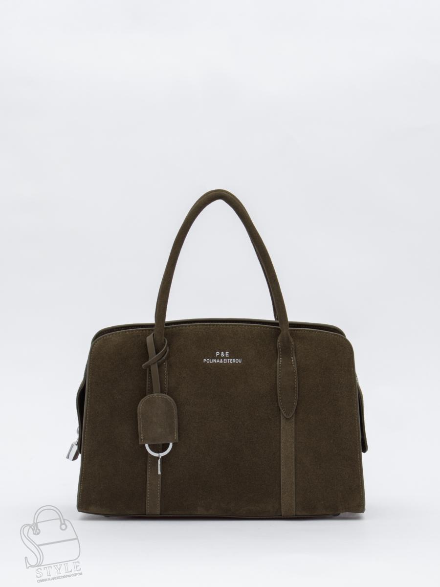 Сумка женская кожаная 2410YF d.khaki Polina&Eiterou