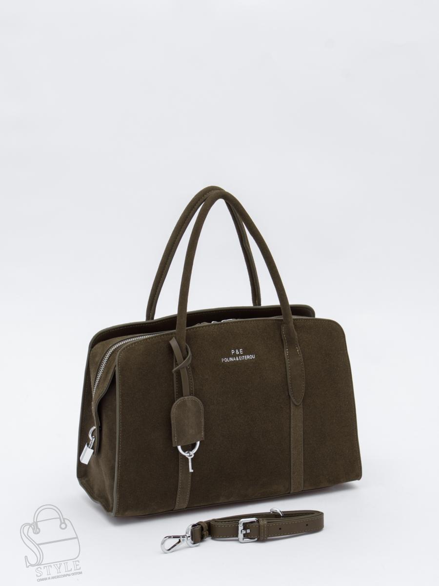 Сумка женская кожаная 2410YF d.khaki Polina&Eiterou