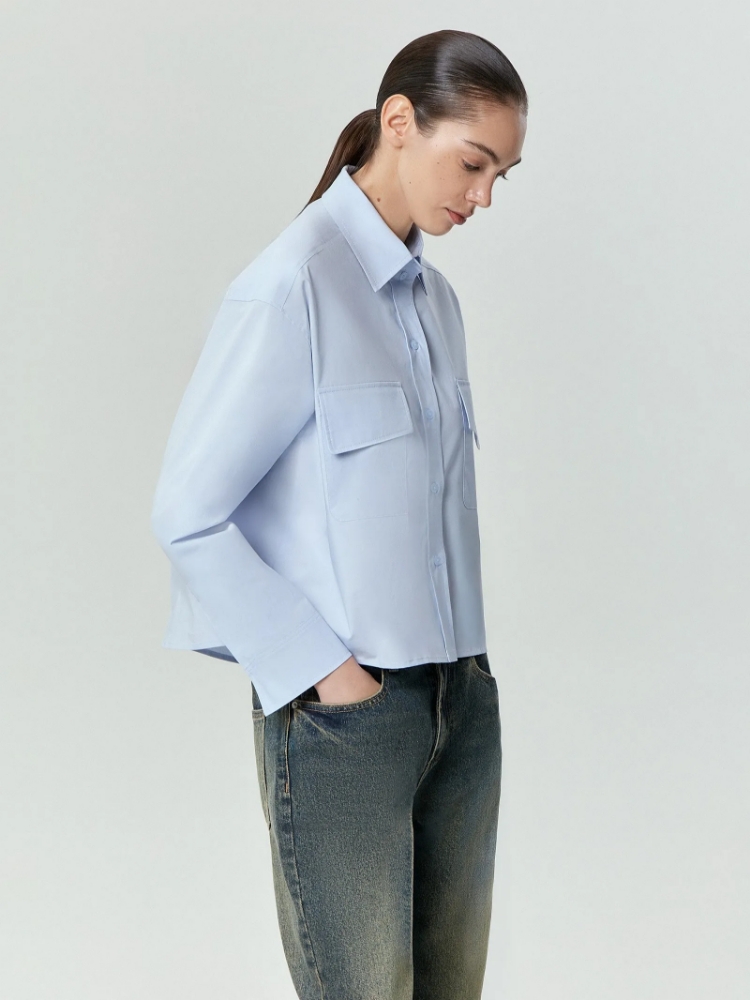 Рубашка из хлопка с карманами ,
97% хлопок, 3% эластан ,