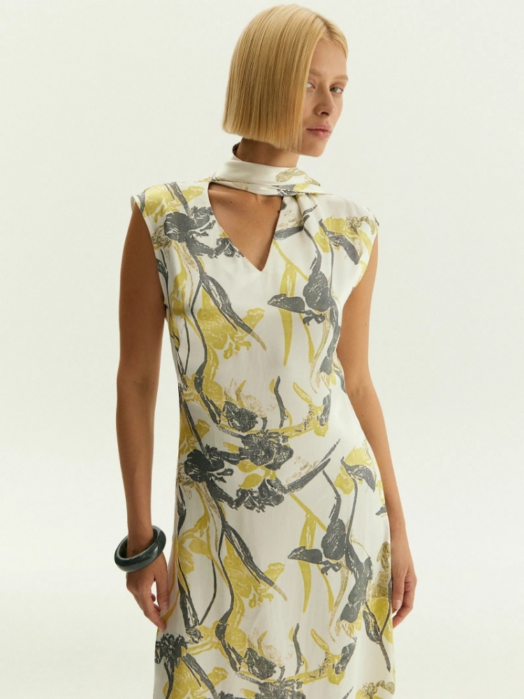 Платье миди из 100% вискозы с цветочным принтом ,
100% вискоза ,