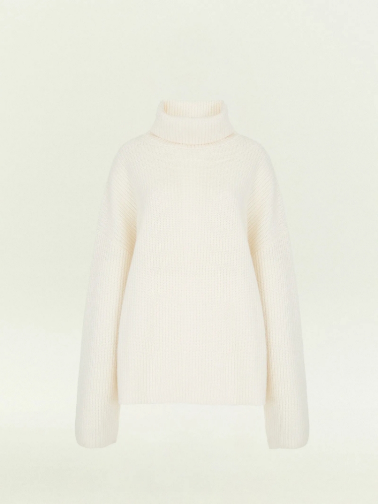 Свитер с высоким воротником из смесовой шерсти ,
70% шерсть, 30% нейлон ,