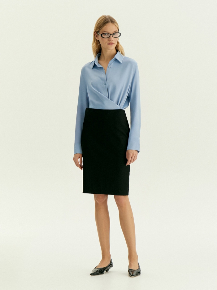 Юбка-карандаш миди из костюмной шерсти ,
44% полиэстер, 41% вискоза, 12% шерсть, 3% эластан ,