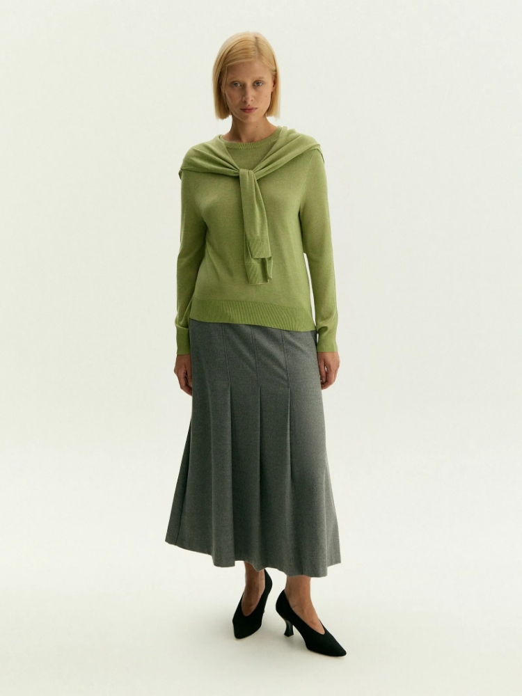 Юбка а-силуэта миди ,
62% полиэстер, 33% вискоза, 5% эластан ,