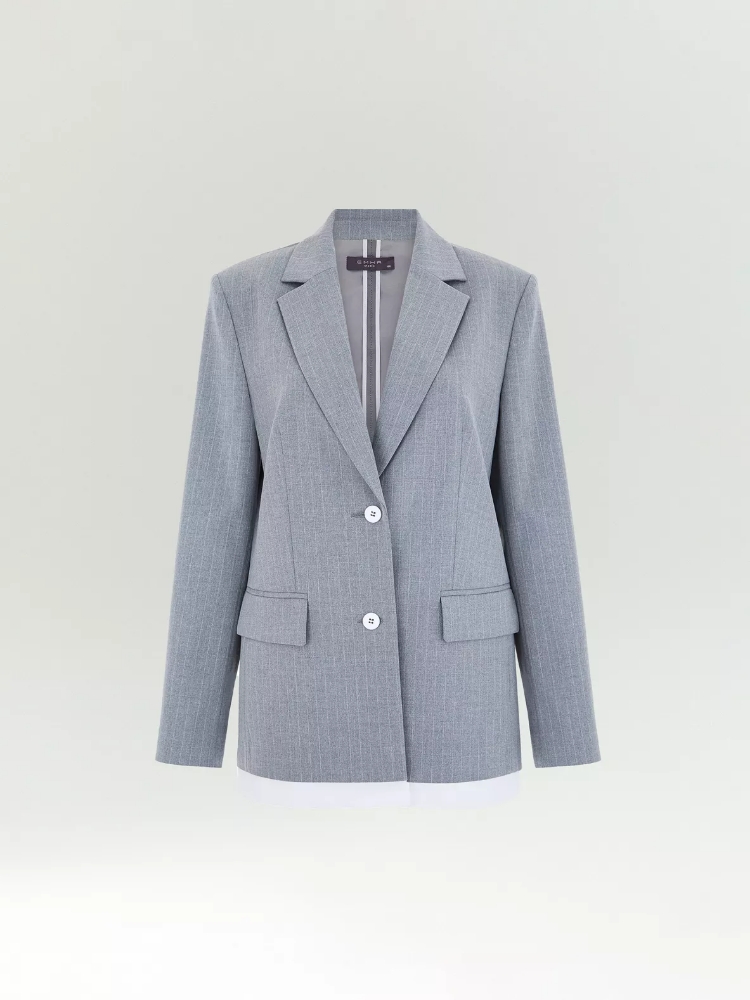 Однобортный жакет в полоску ,
69% полиэстер, 29% вискоза, 2% эластан ,