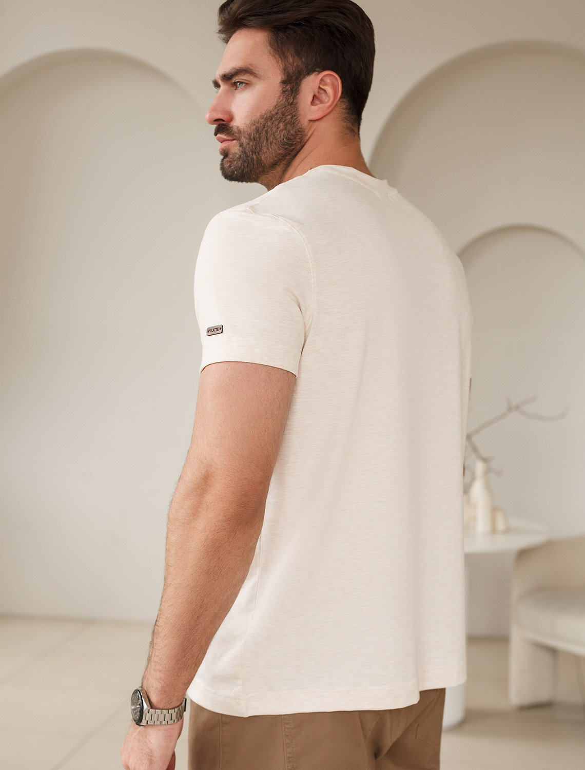 ст. цена1390руб.! VILATTE Футболка U49.045овсяный меланж_горы