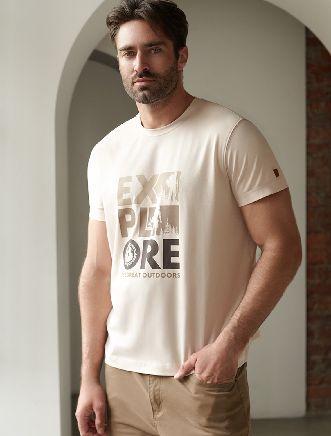 ст. цена1390руб.! VILATTE Футболка U49.045бежевый_explore