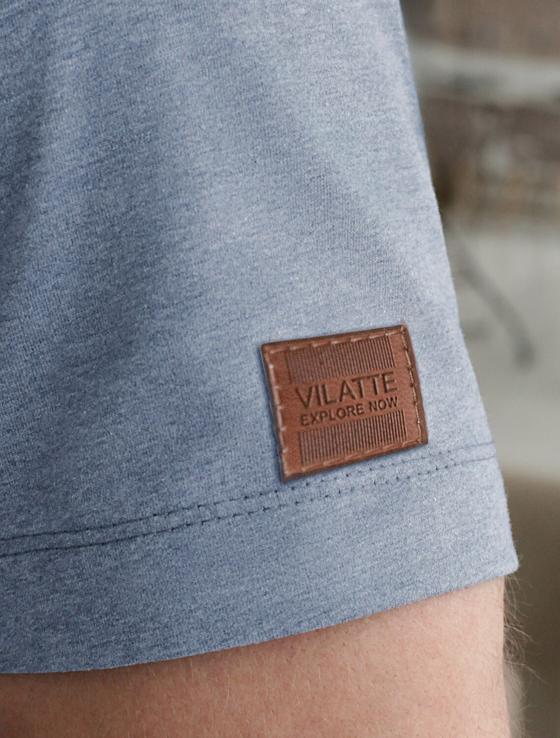 ст. цена1390руб.! VILATTE Футболка U49.045синий меланж_mountains adventure