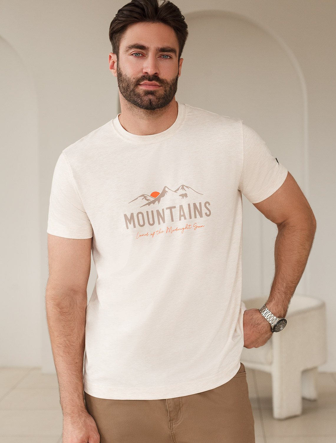 ст. цена1390руб.! VILATTE Футболка U49.045овсяный меланж_горы