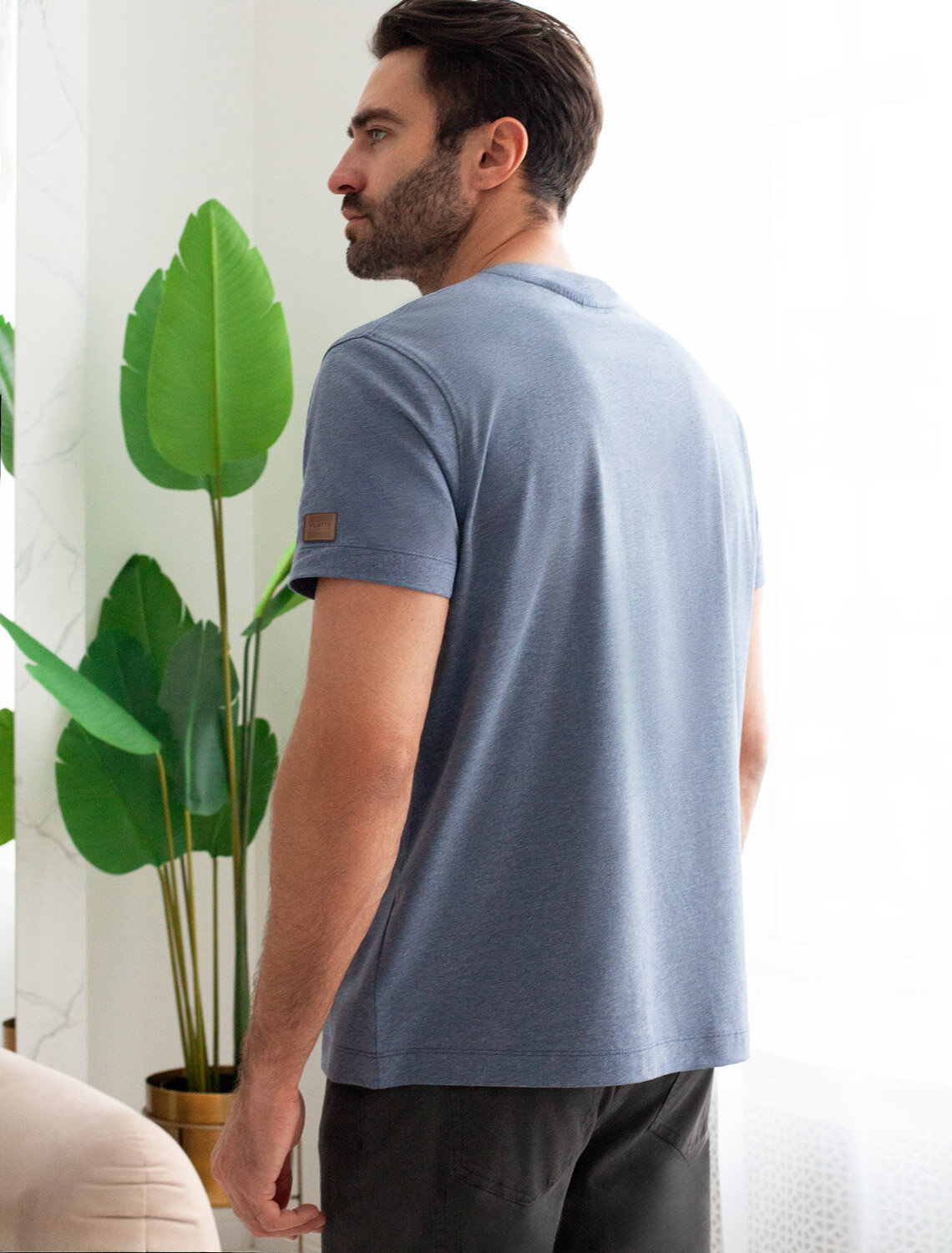 ст. цена1390руб.! VILATTE Футболка U49.045синий меланж_mountains adventure