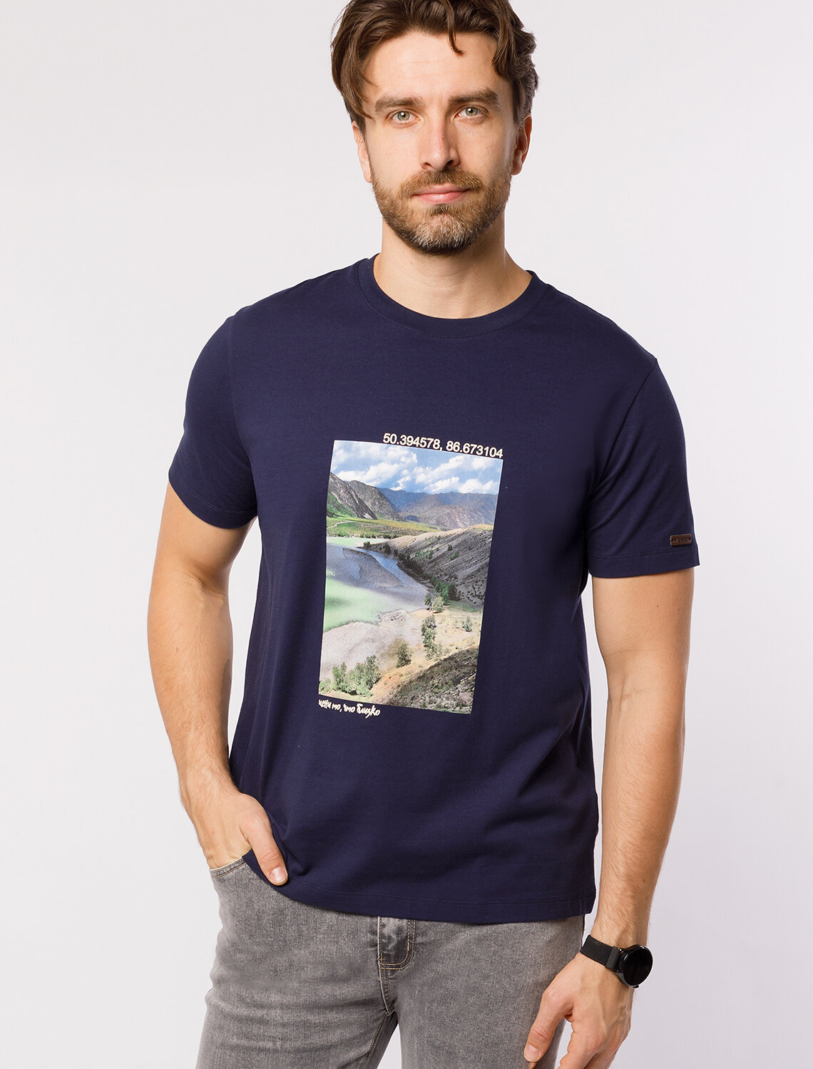 ст. цена1390руб.! VILATTE Футболка U49.026темно-синий_алтай