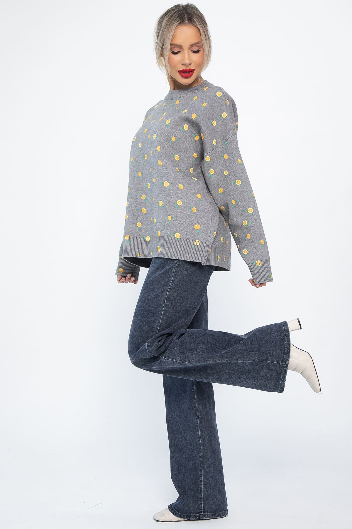 Свитер оверсайз Анита (серый) Б14759-1М
