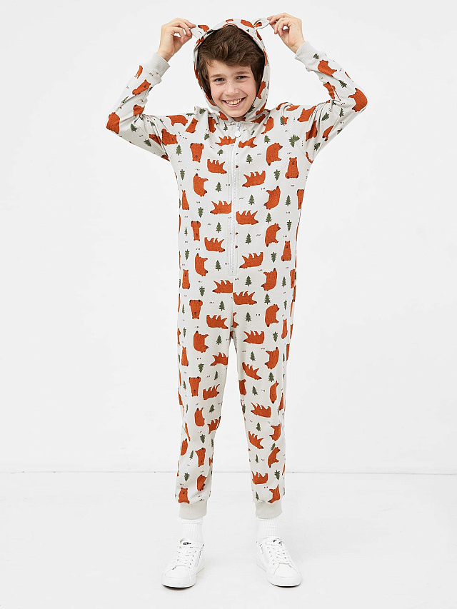 Хлопковый домашний комбинезон в расцветке