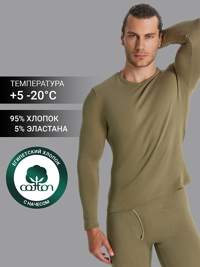 Фуфайка мужская теплая в зеленом цвете