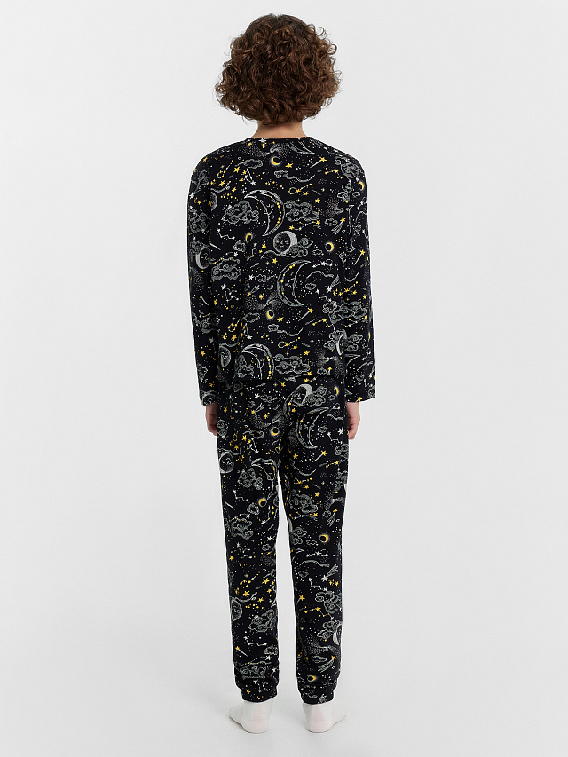 Комплект для мальчиков (джемпер, брюки) черный с созвездиями