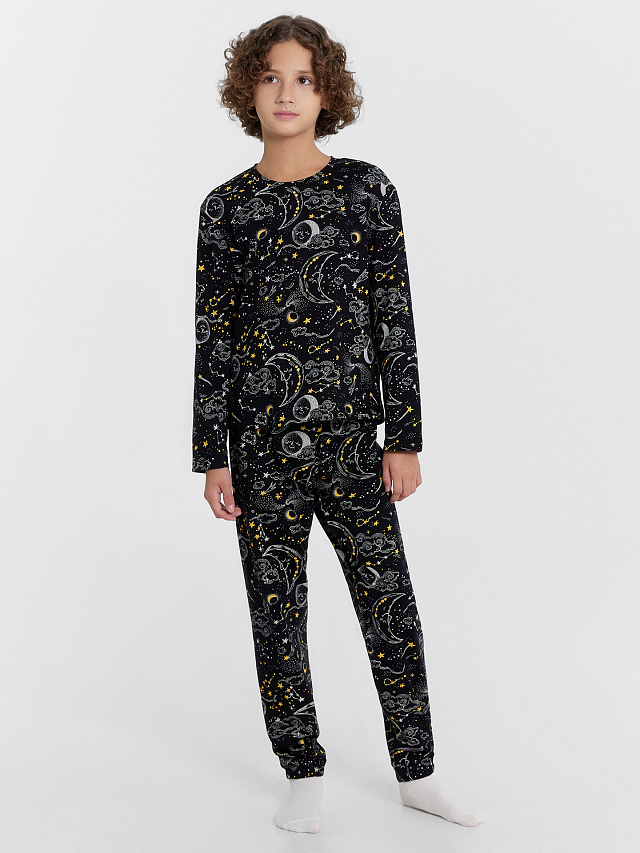 Комплект для мальчиков (джемпер, брюки) черный с созвездиями