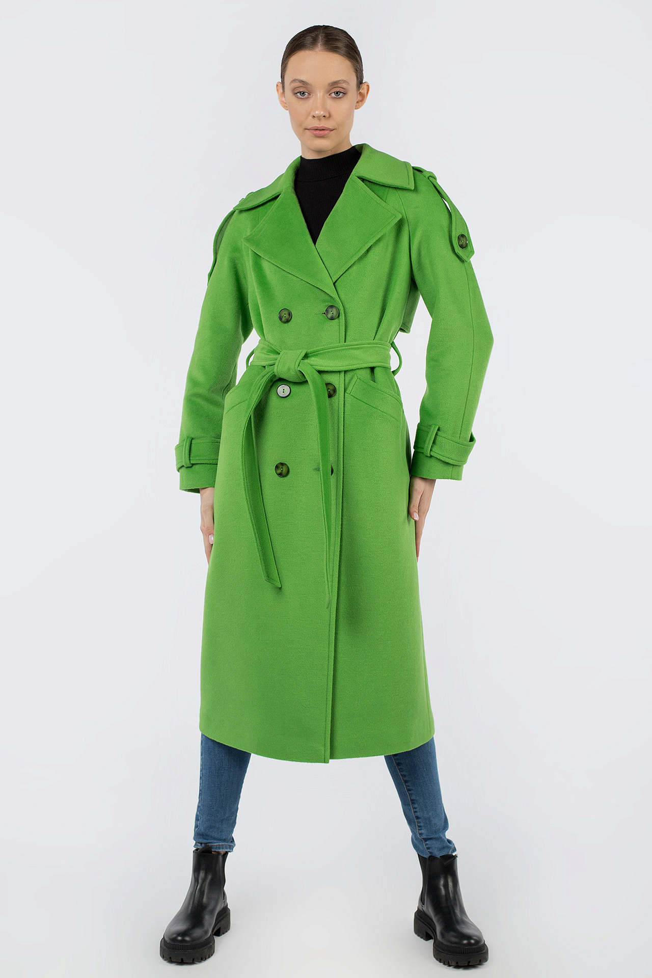 01-11366 Пальто женское демисезонное (пояс)