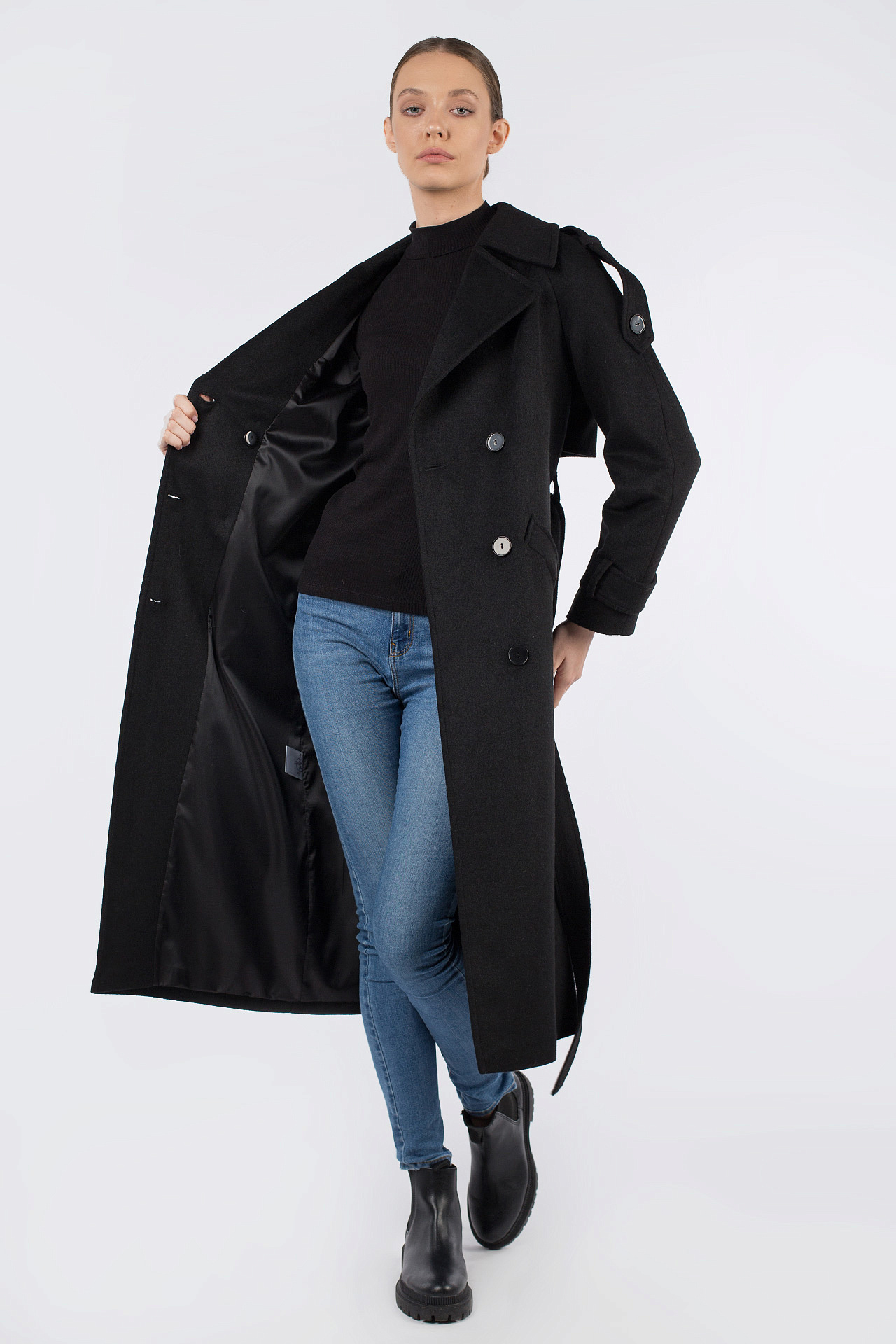 01-11367 Пальто женское демисезонное (пояс)