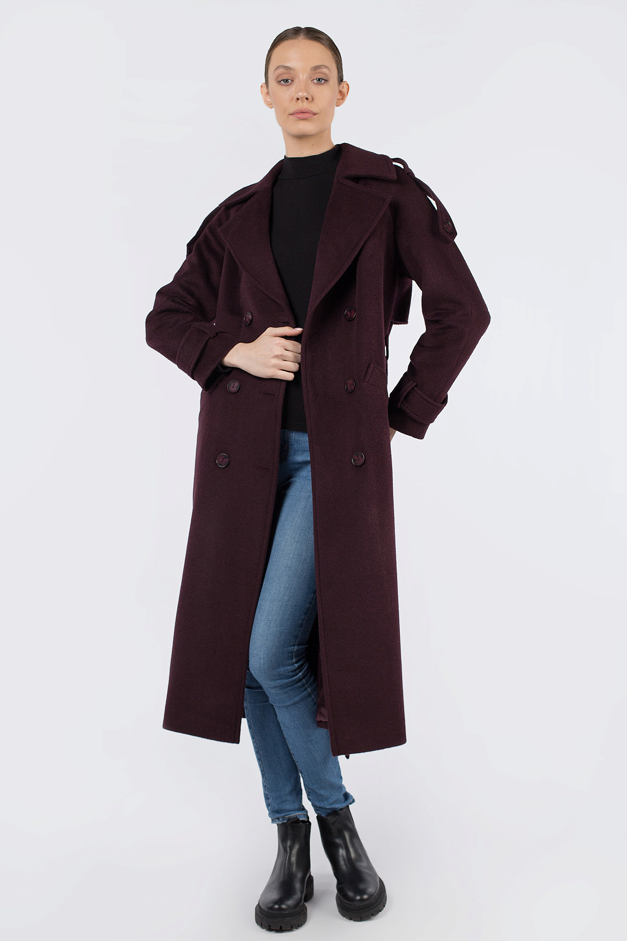 01-11365 Пальто женское демисезонное (пояс)