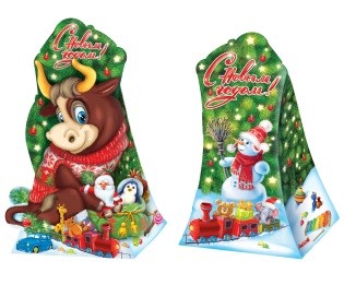 Новогодняя упаковка (короб) 800гр 160х90х290мм Бычок (9)