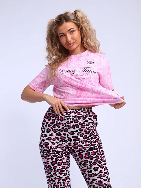 Женские брюки 655 / Розовый леопард