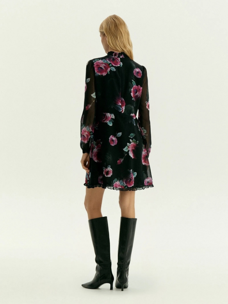 Платье мини из шифона с цветочным принтом ,
100% полиэстер ,