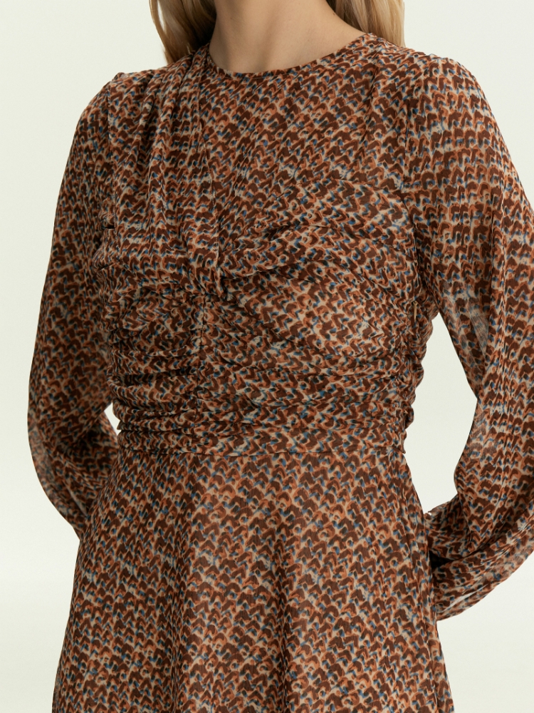 Платье по колено с абстрактным принтом ,
100% полиэстер ,