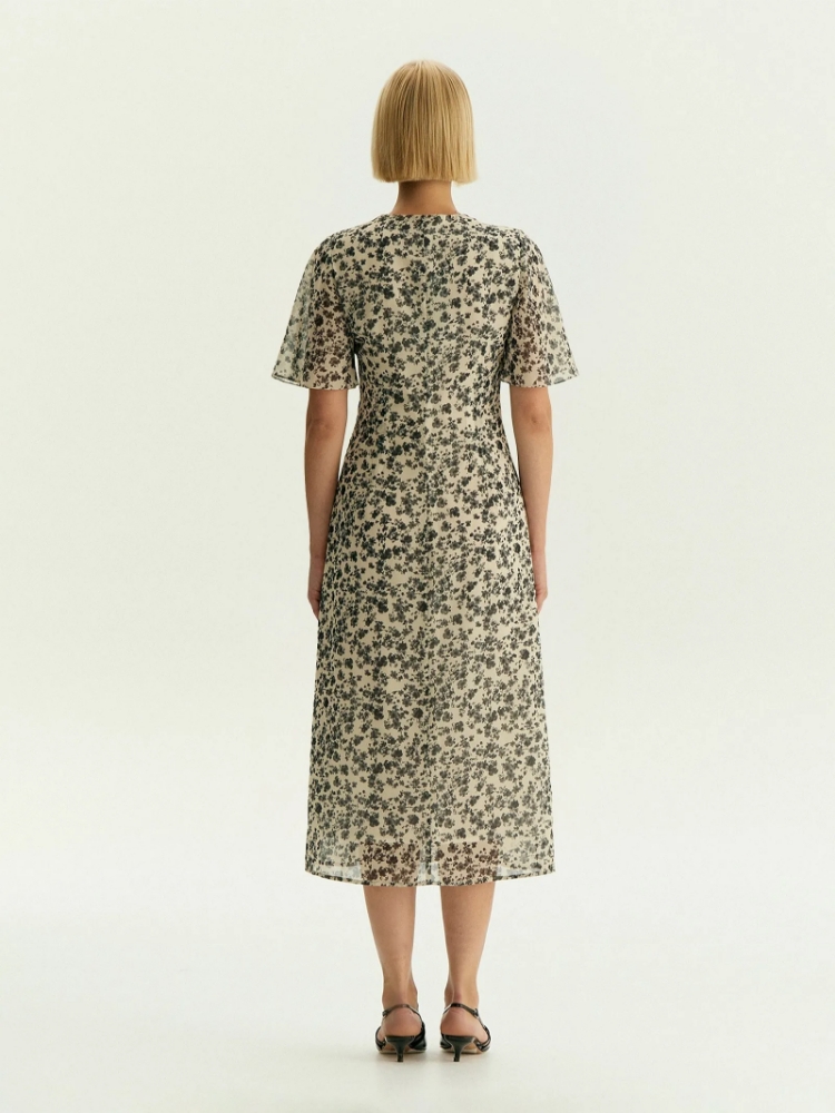 Платье миди из шифона с цветочным принтом ,
100% полиэстер ,